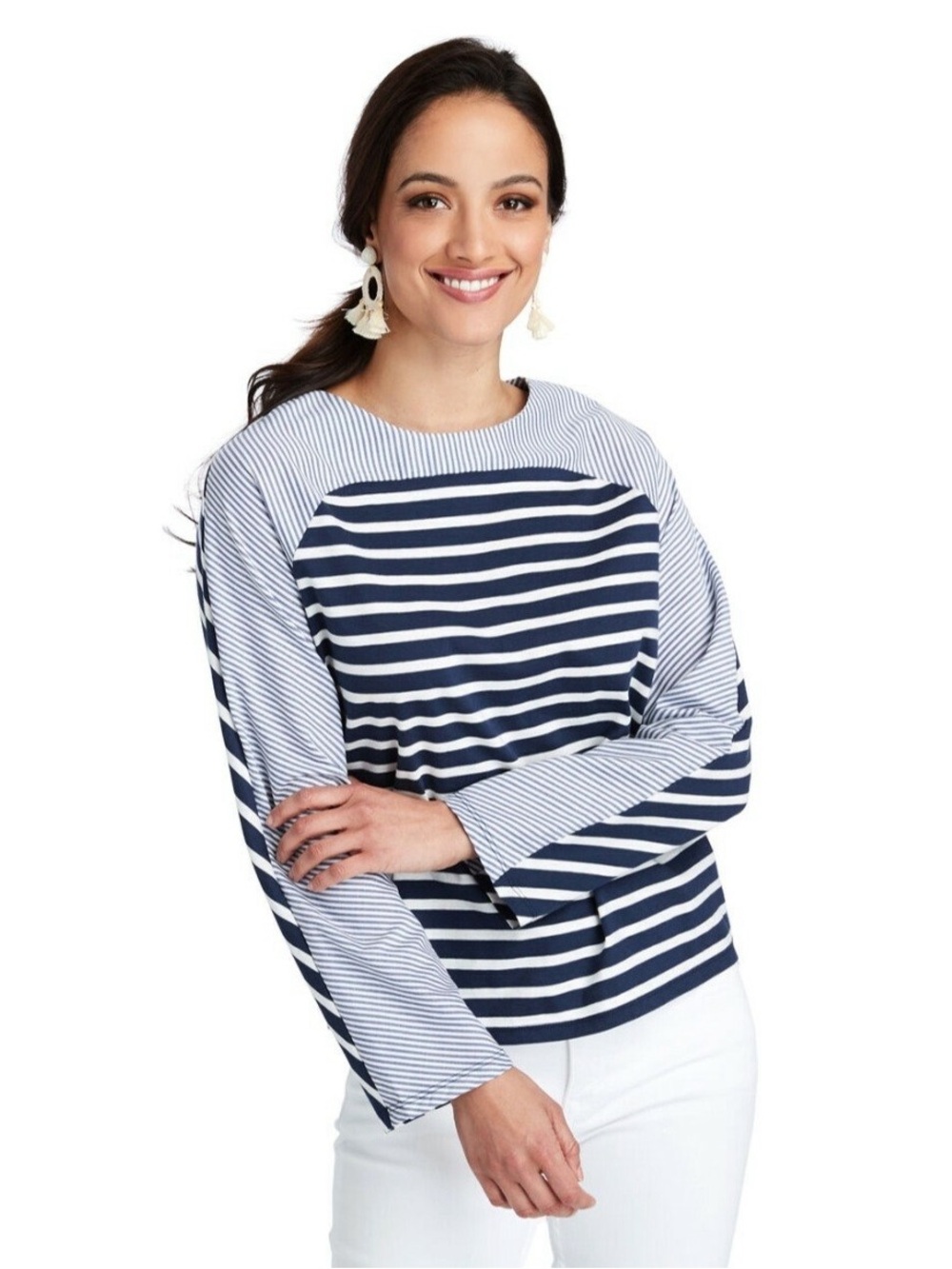 Vineyard Vines Navy & White Raglan Stripe Long-Sleeve Tee